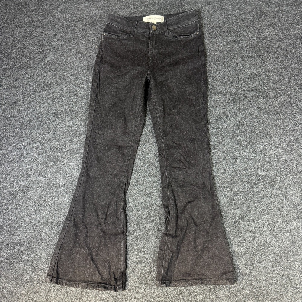 Treasure & Bond Jeans Womens 8 Black Denim Cotton Stretch 5 Pockets Flared Leg